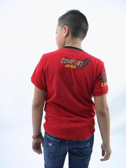 Playera manga corta de color rojo con estampado (NUEVA TEMPORADA)