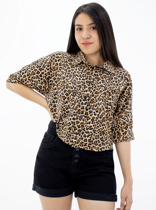 Blusa manga corta de animal print