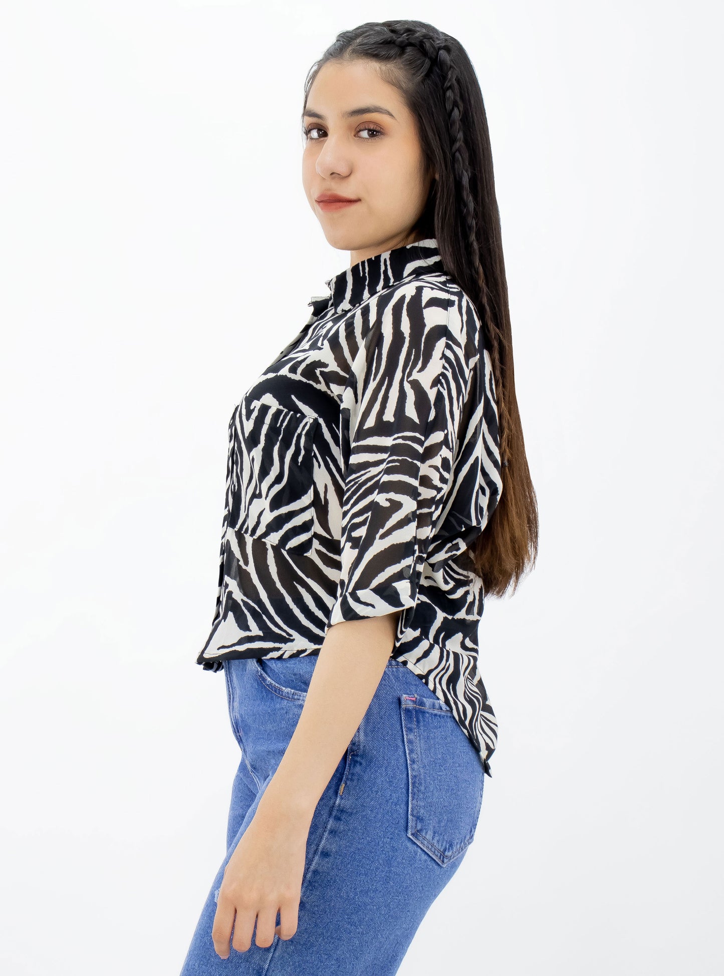 Blusa manga corta con print de zebra